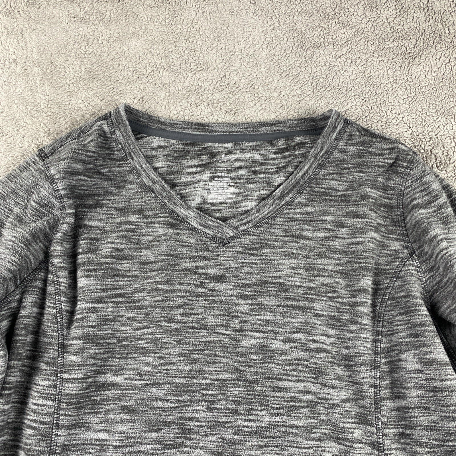 St. Johns Bay Long Sleeve Shirt Womens Size Petite XX Large Gray