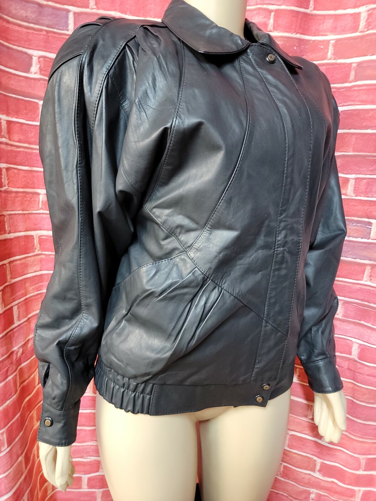 Ski Daddle 70’s Vintage Women’s Size L Moto Black Leather Jacket #W3