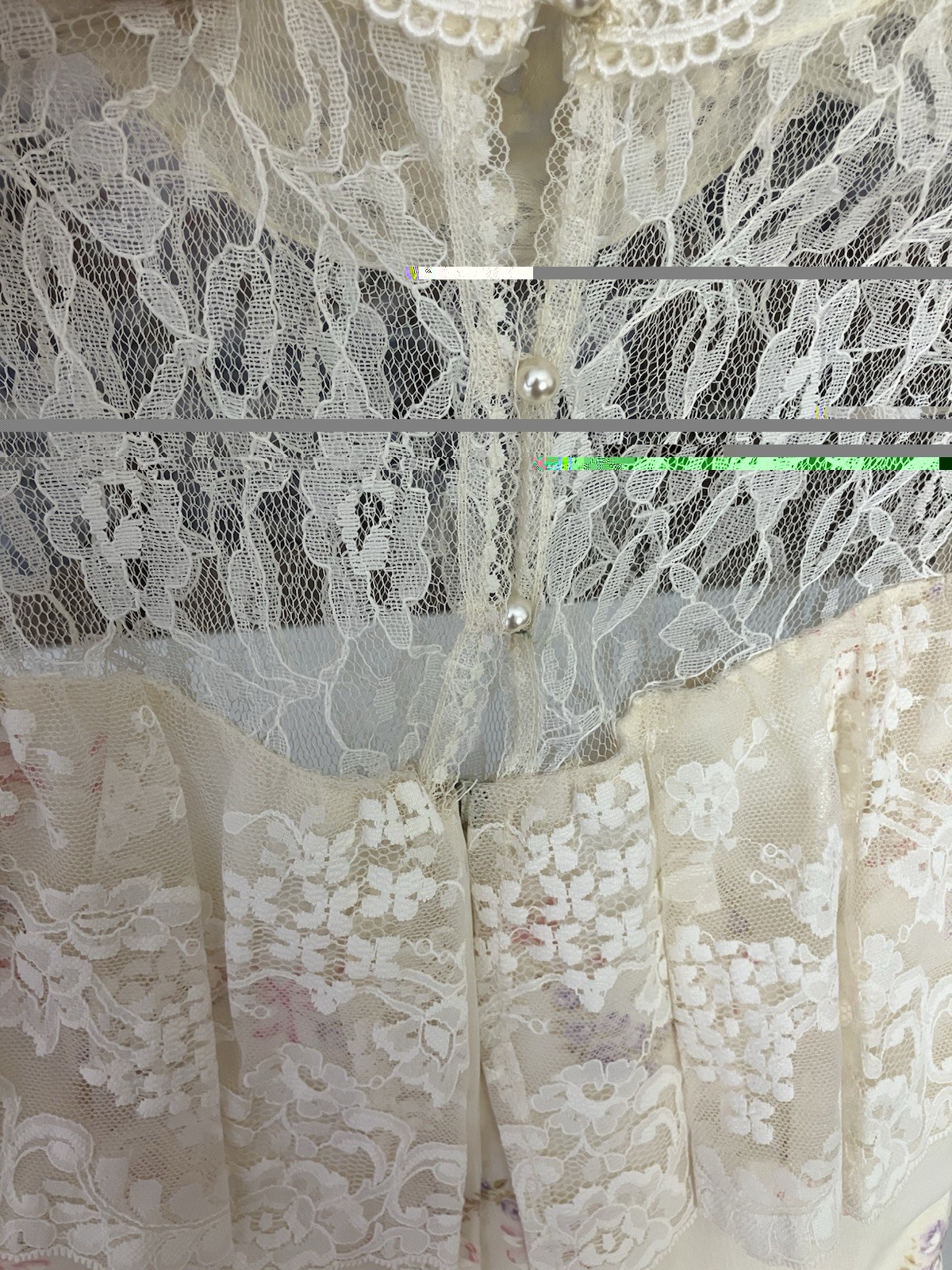 VTG Gunne Sax Wedding Dress Prairie Bows Ivory Lace Victorian Hoop Skirt Sz 5 Xs