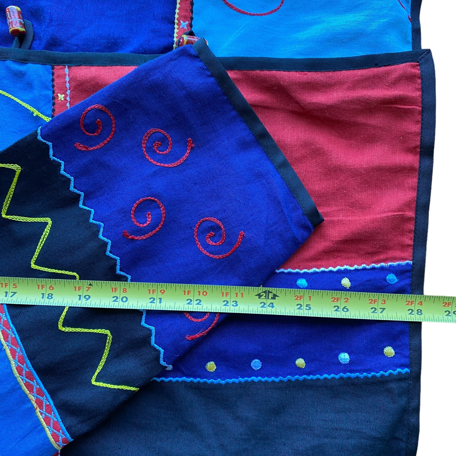 Vintage Indigo Moon Embroidered Patchwork Jacket Art to Wear Retro Abstract Boho