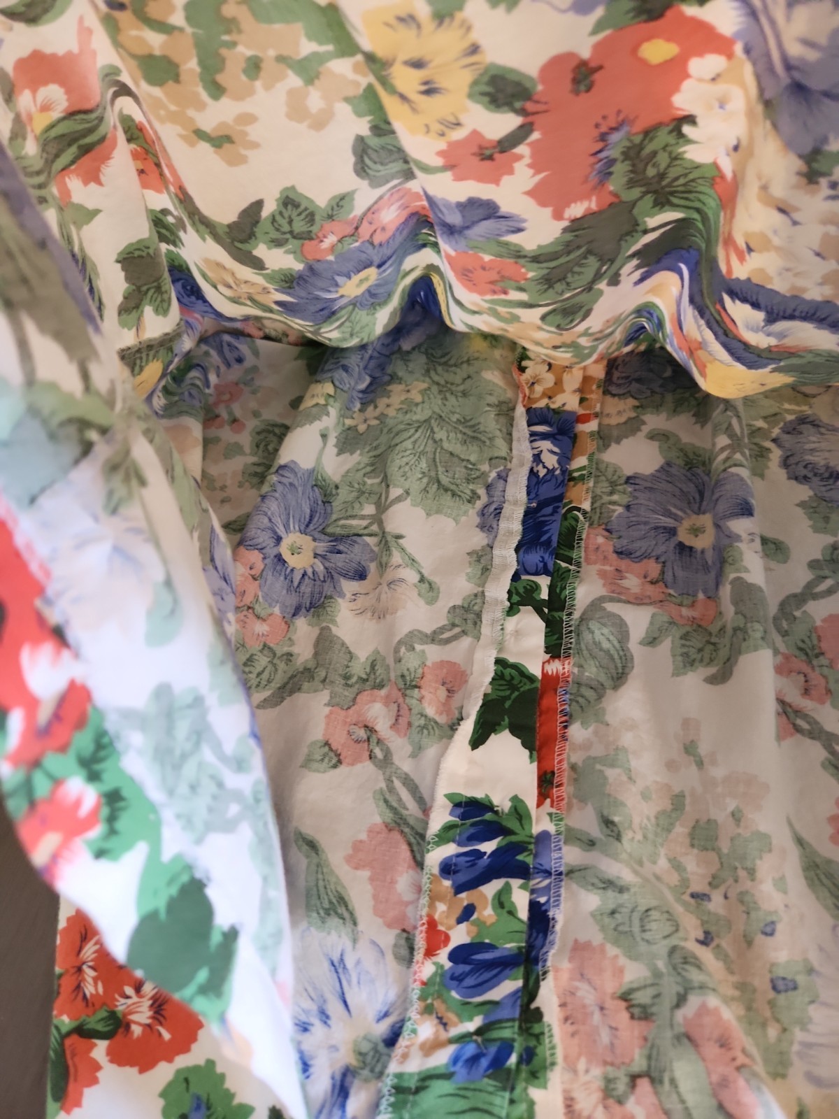 Vintage 80s Floral Skirt Jeri Marque Size 16 Cotton Blend Midi Cottagecore Boho