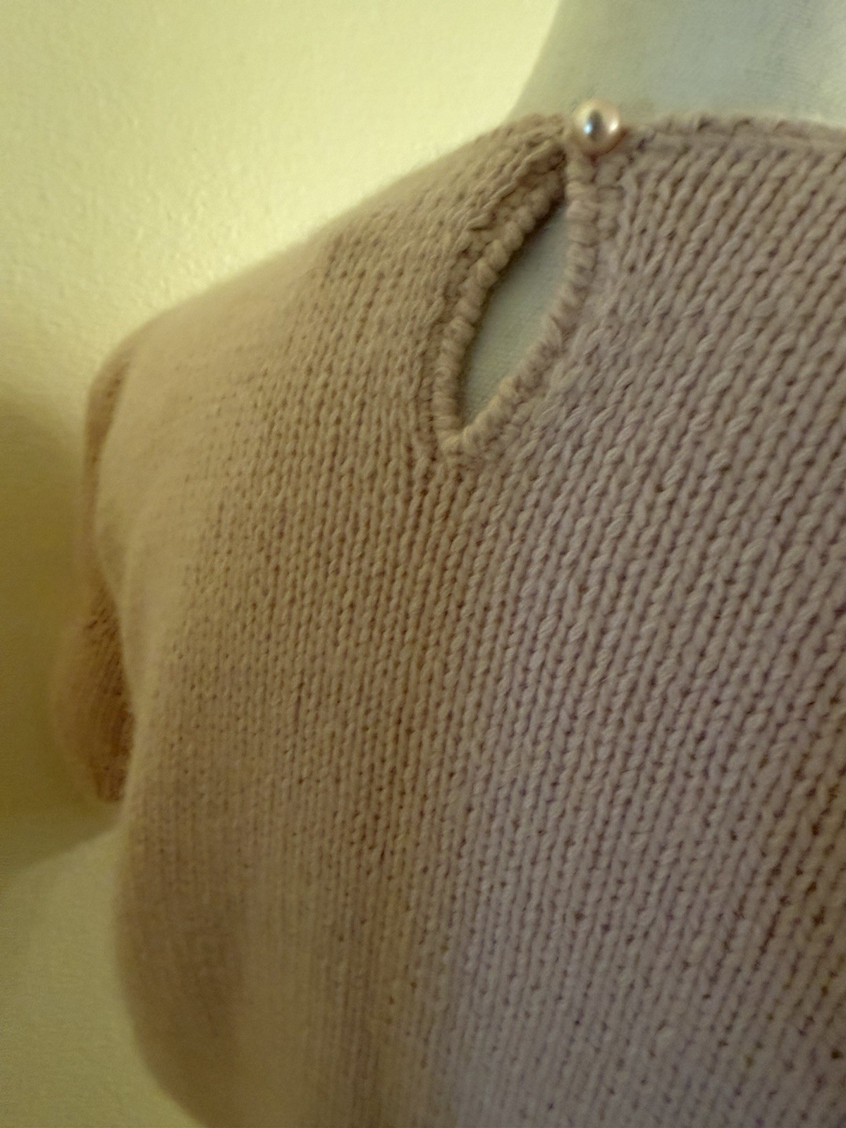 Vintage Ann Katrine S Pink Sequined Short Sleeve Sweater Lambswool, Angora, Wool