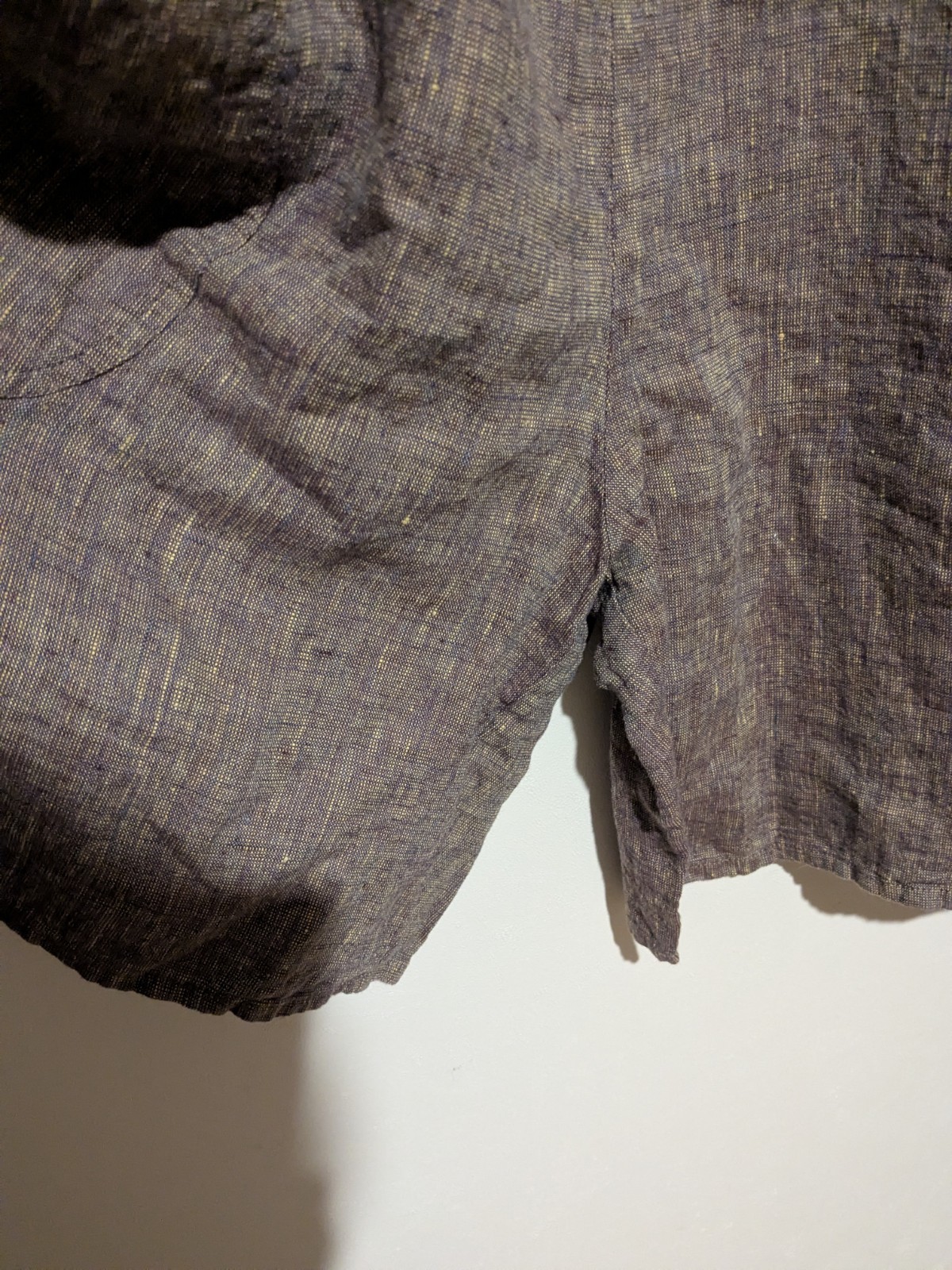 Vintage FLAX Jeanne Engelhart Crossweave Linen Short Overall Pockets M