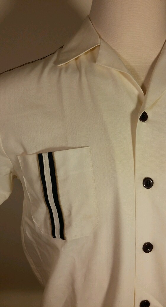 True Vtg 60’s 70’s Yatching Sailing Cream Lounge Shirt Medium M Rockabilly Boat
