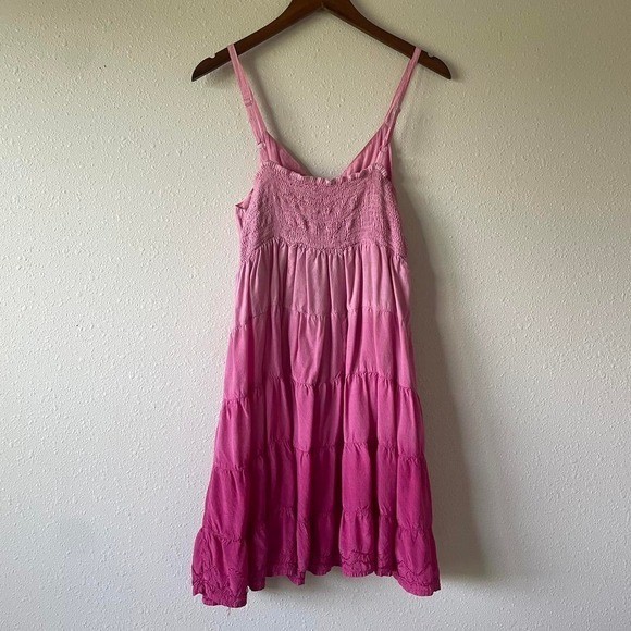 Y2K Pink Fairy Boho Tiered Peasant Cami Dress