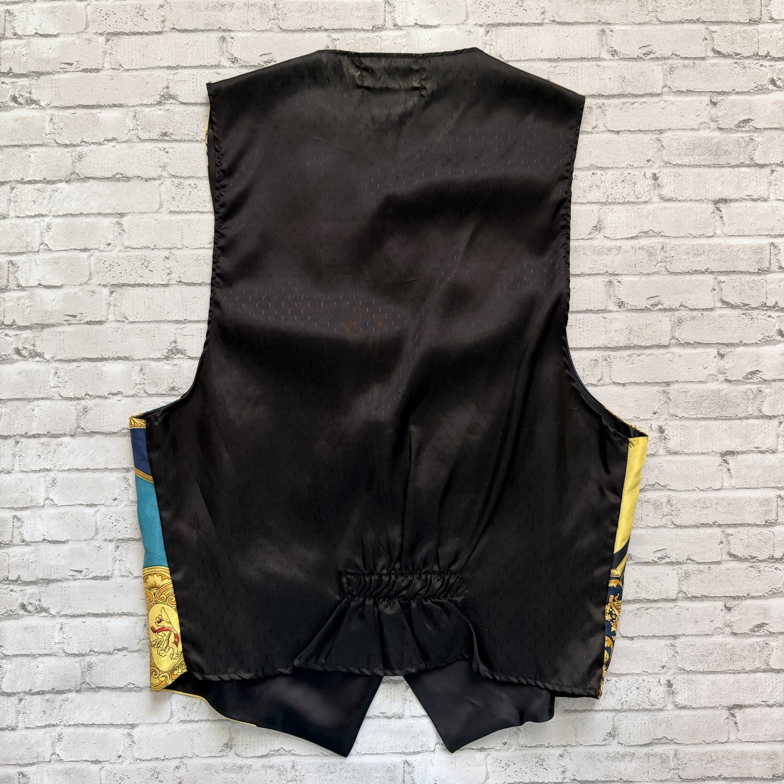 Vintage 90s Accessory Lady Gold Filigree & Cherubs Silk Vest
