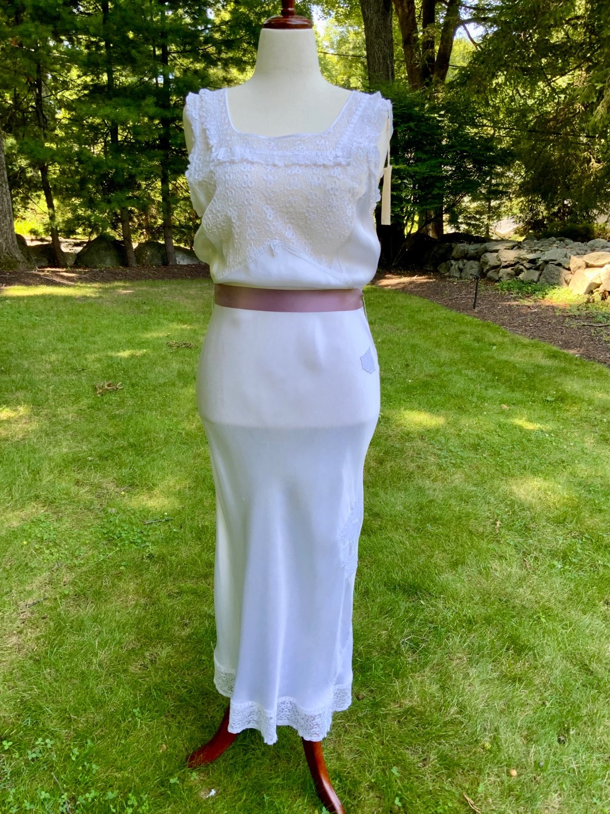 1930s Satin and Lace Bridal Slip Dress.30CT