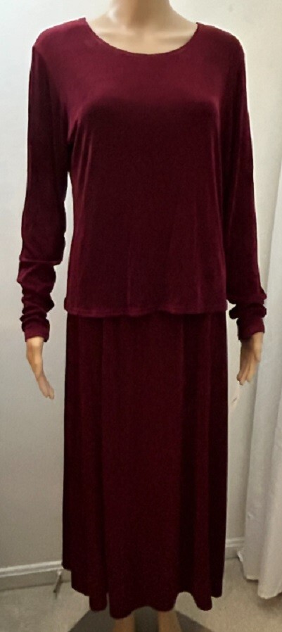 BANJO Dallas Texas VTG 90s RARE NWT Women’s XL Slinky 2-Piece Skirt Set Wine Red