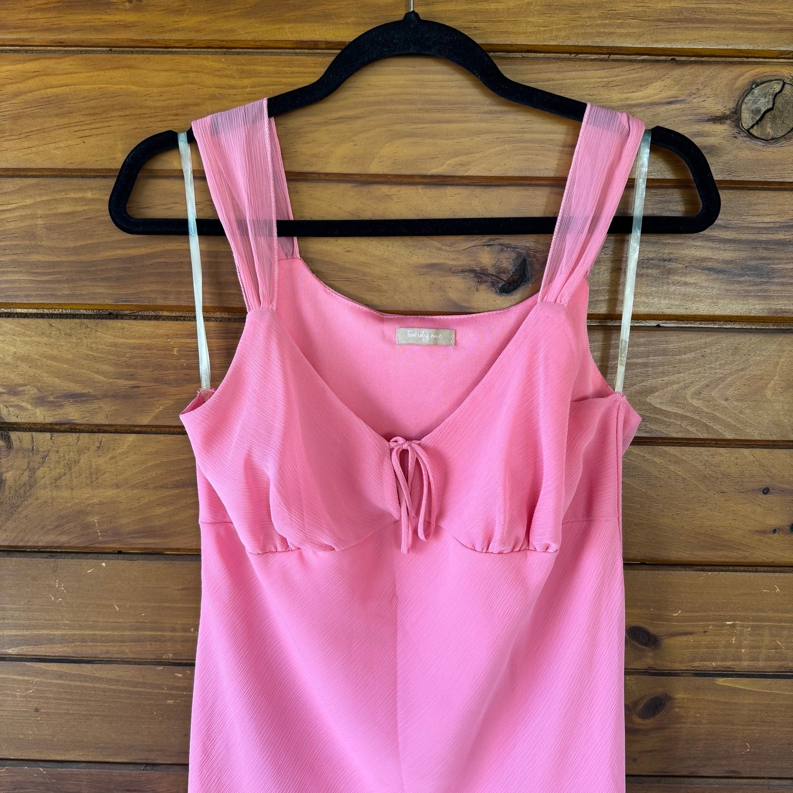 VTG 90s Y2K Pink Chiffon Coquette Fairy Milkmaid Asymmetric Dress Size Large