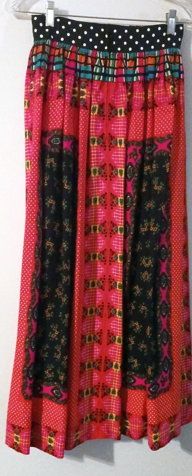 BoHo Hippie 1970s Maxi Skirt Hot Pink Psychedelic Festival Wear MEASUREMENTS