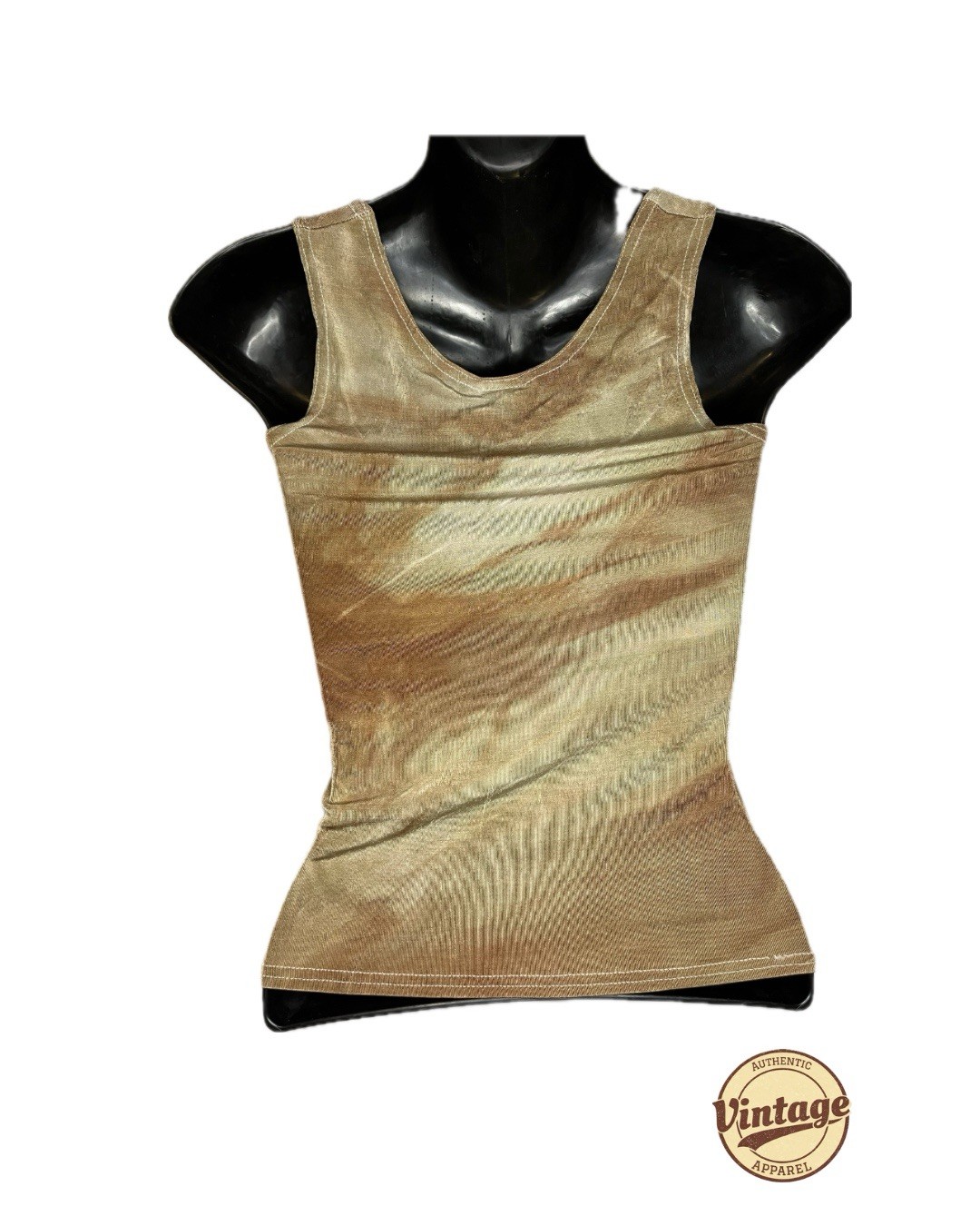 Cheryl Creations Women’s Tank Top Beige Brown Small 90% Acetate 10% Lycra