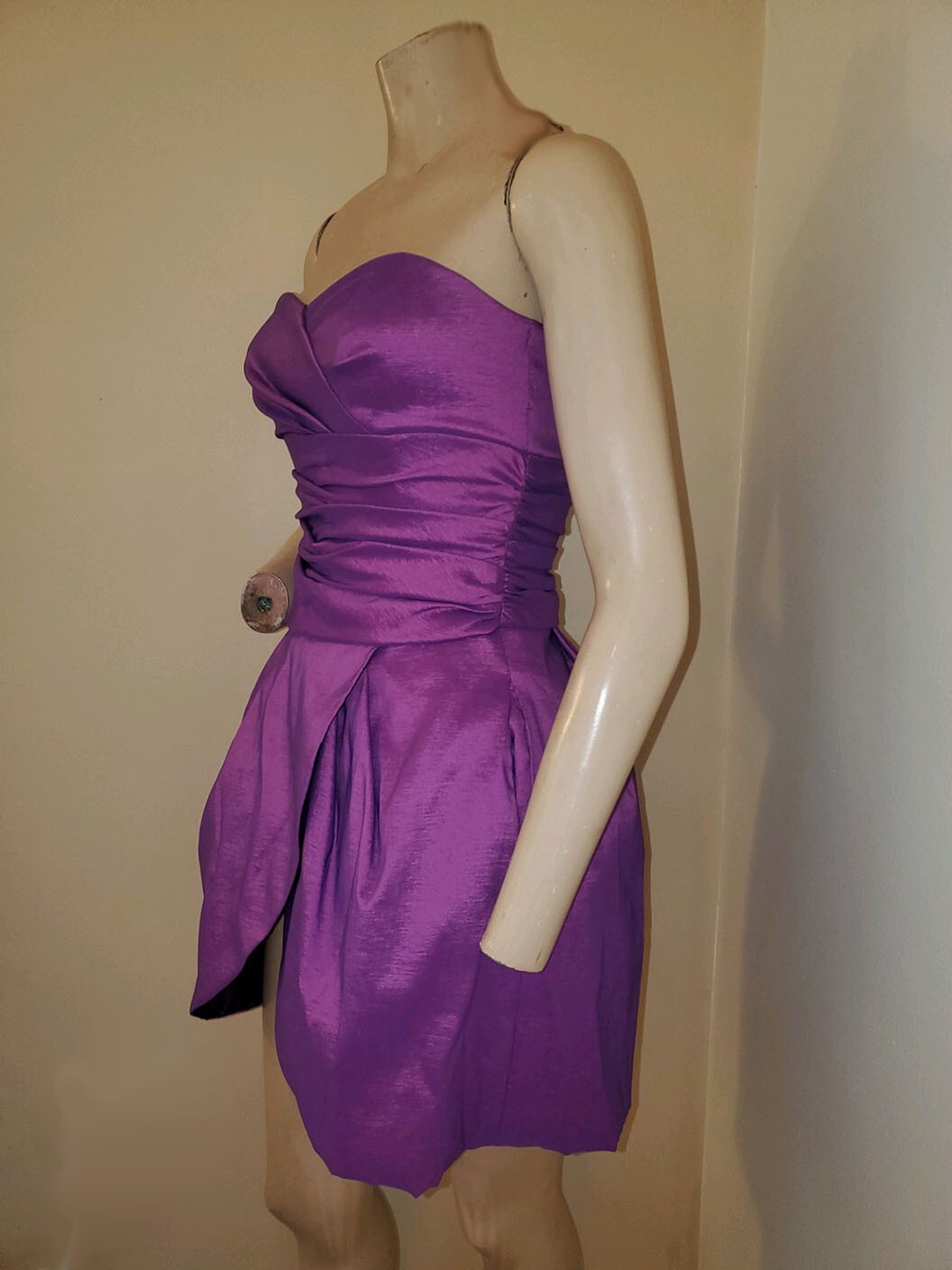 Vintage 80s 90s Jessica McClintock Purple Strapless Prom Formal Dress XXS/XS