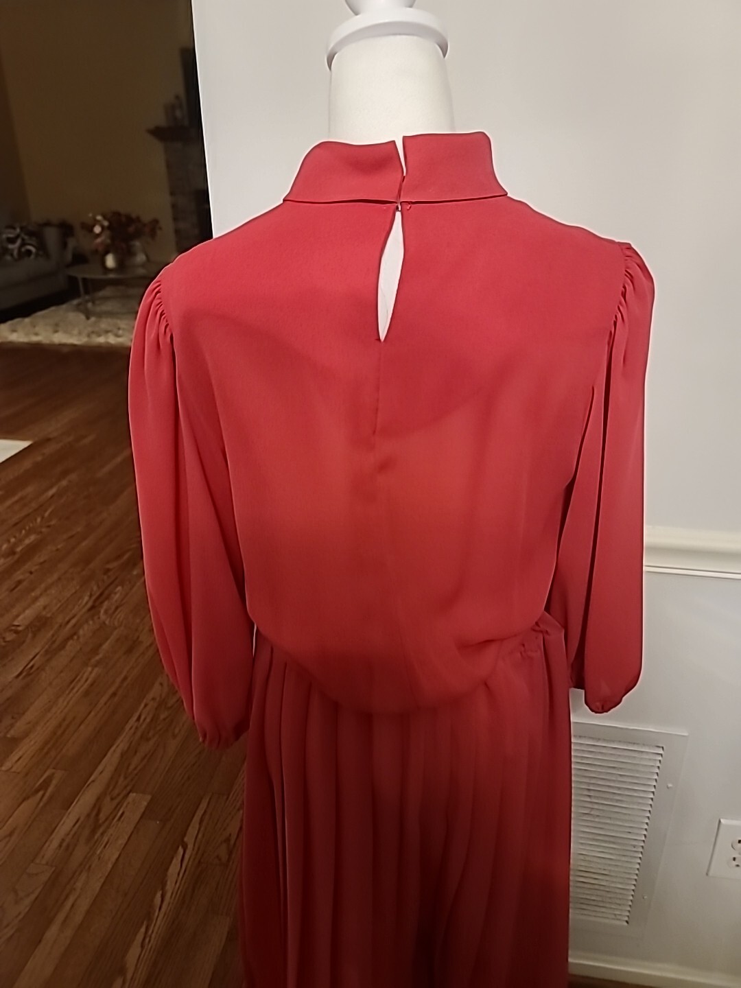 Amy Deb Vintage 70’s Midi Dress Puff Sleeves Secretary Day Dress Size 16 Pink