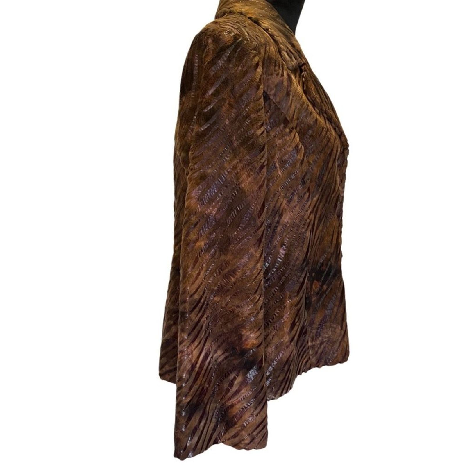 Artex Faux Fur/Leather Look Vintage Jacket – Size 12 Retro Boho Chic