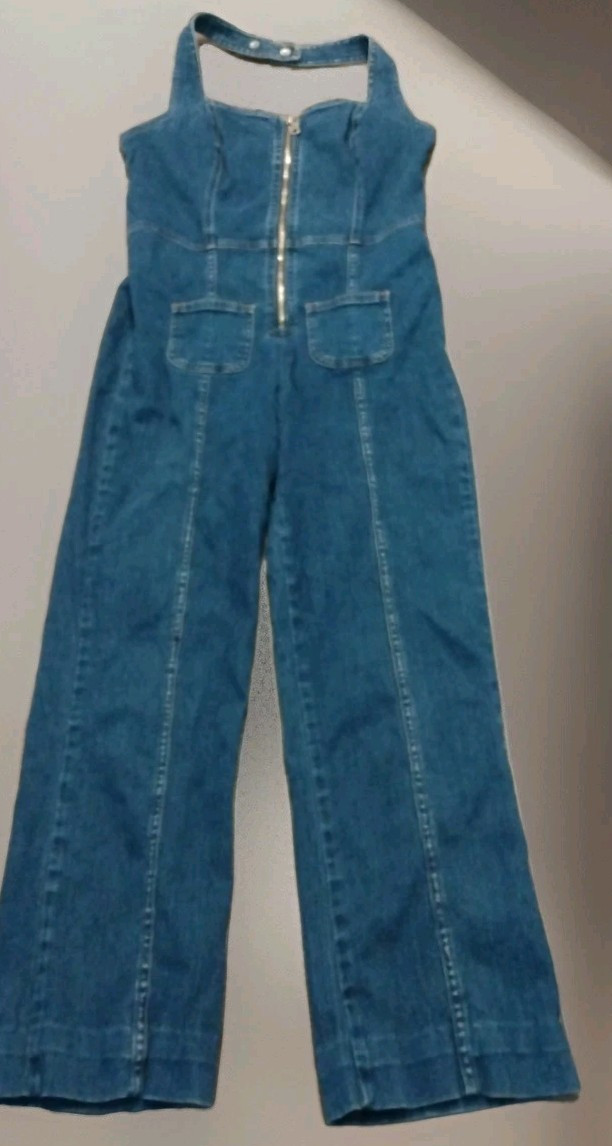 VTG Overalls Fredericks of Hollywood Denim Jumpsuit Women’s sz 9 70s 80s Disco