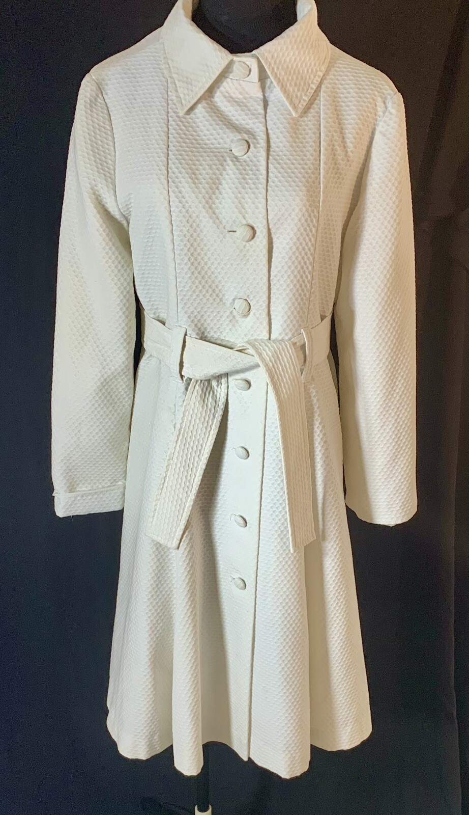 VTG- Marguerite Rubel COTTON WHITE LIGHT WEIGHT SWING TRENCH Super Chic Medium