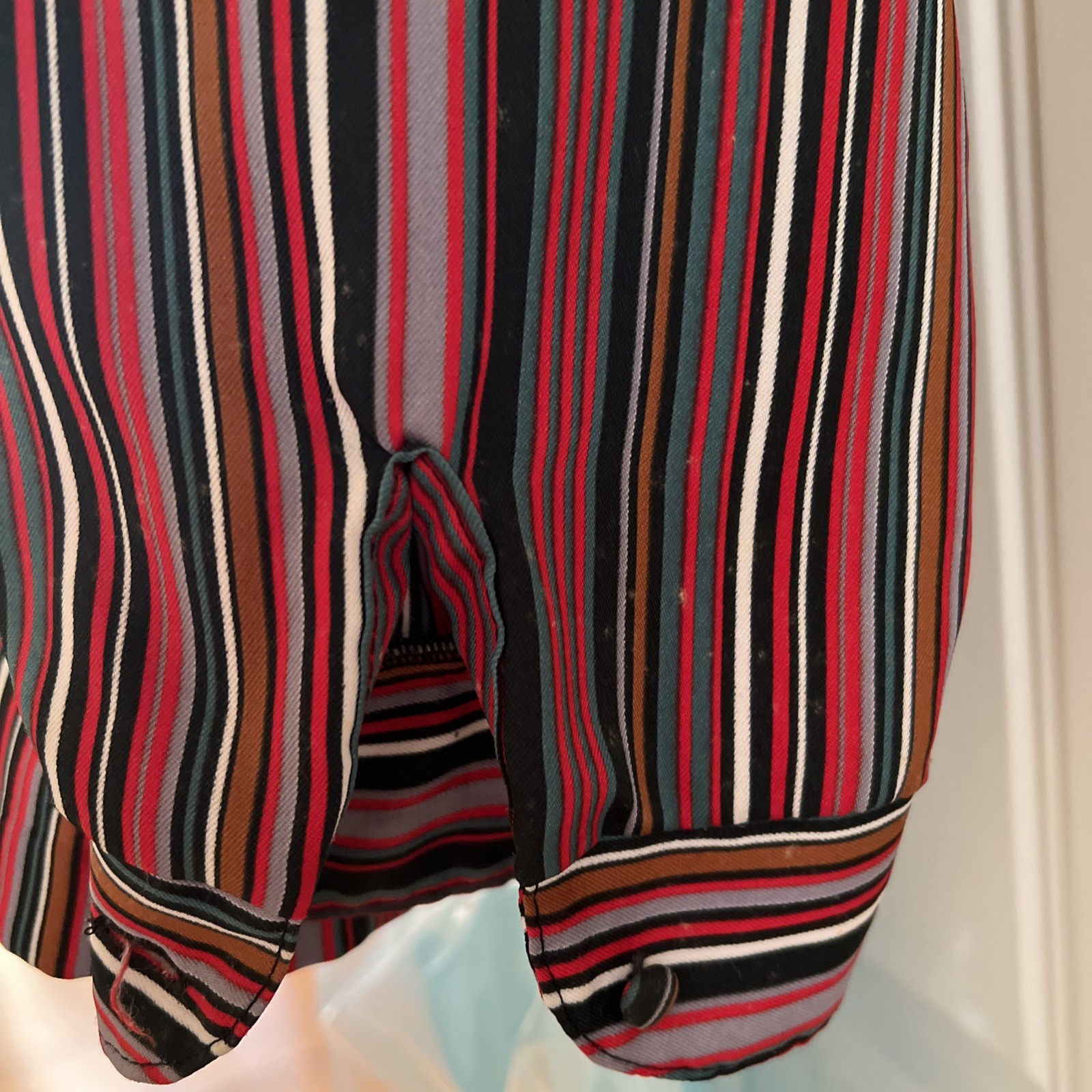Vintage 1970s Striped Lady Arrow Blouse Disco Mod Womens Retro Size 10