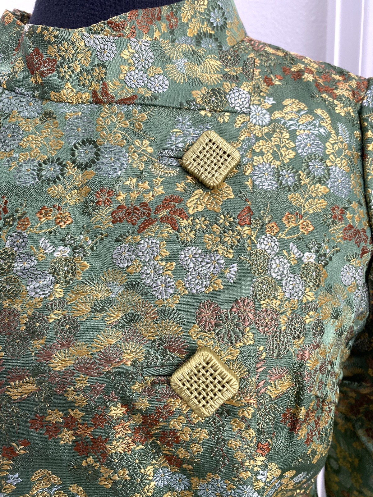 Vintage 1960’s Hand Tailored 2 Pc. Asian Brocade Neru Collar Suit