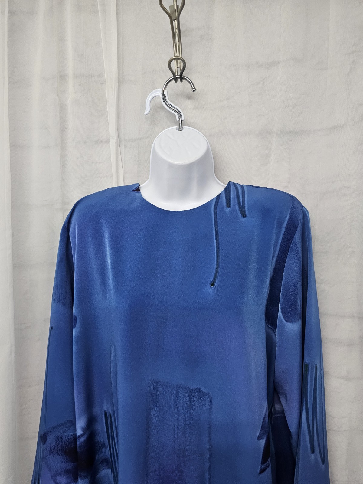 Vintage Ruth Norman Dress Blue Grunge Shift Retro L