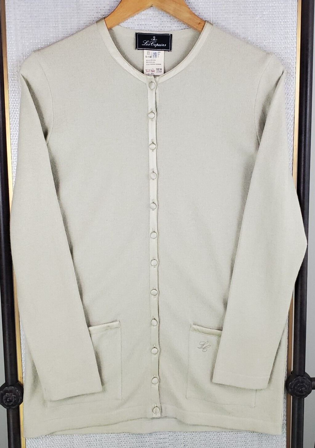 VTG LES COPAINS ITALY Womens Cardigan Sweater Wool Silk Cashmere Size 8 Small