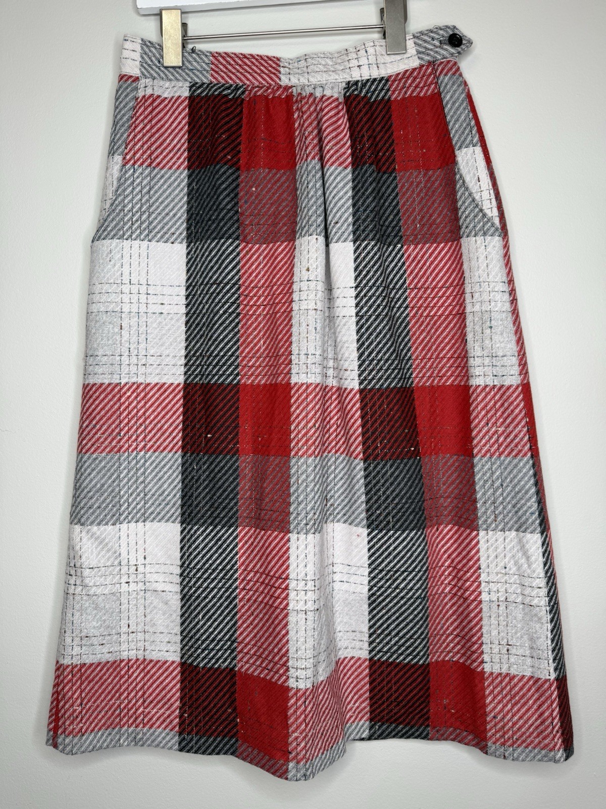 Vintage By Manor House Christmas Plaid Midi Skirt Womens Size 12 80s 90s H