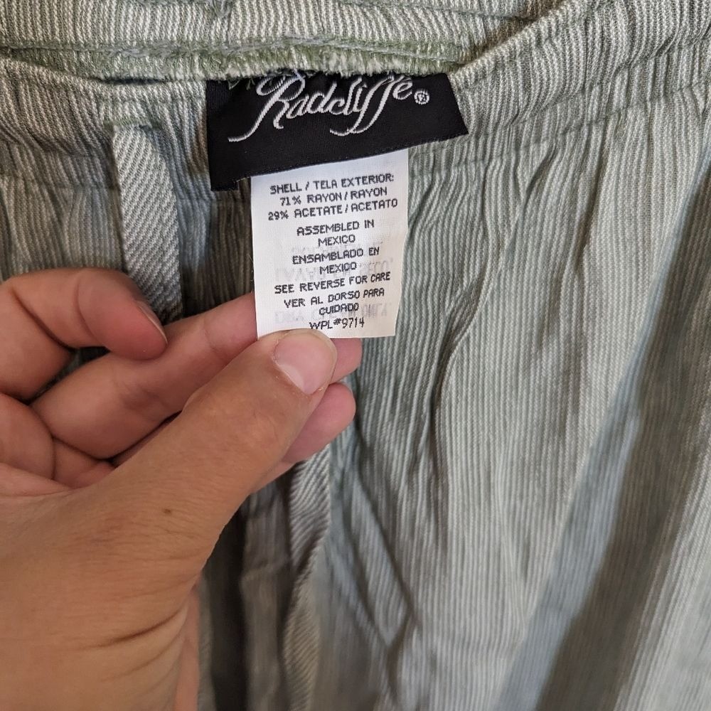 Vintage Deadstock Strped Women Blouse Pant matching set – size M NEW Rayon