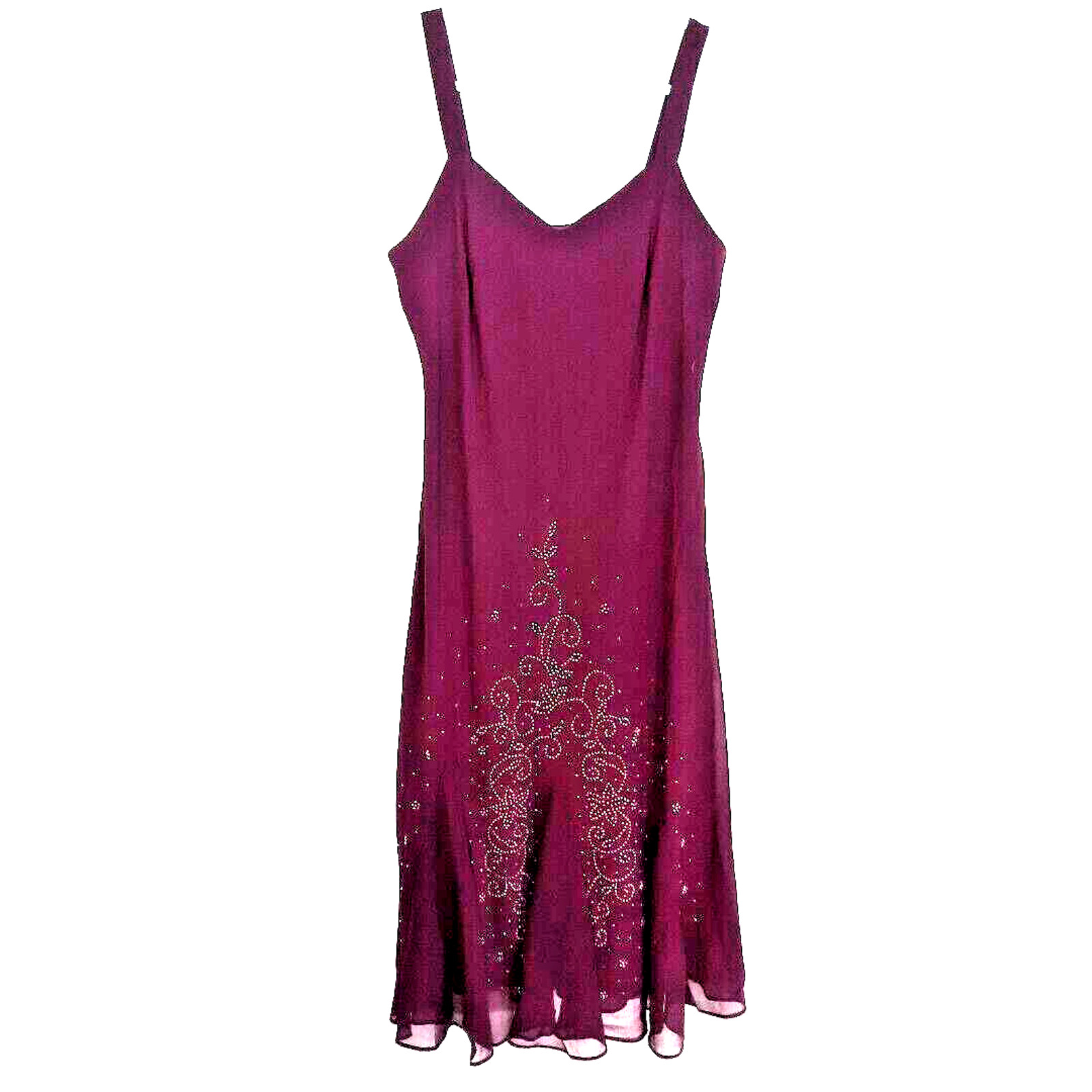 Vintage R&M RIchard Beaded Sheer Maxi Dress Sz 14 Burgundy Whimsigoth Dark Fairy