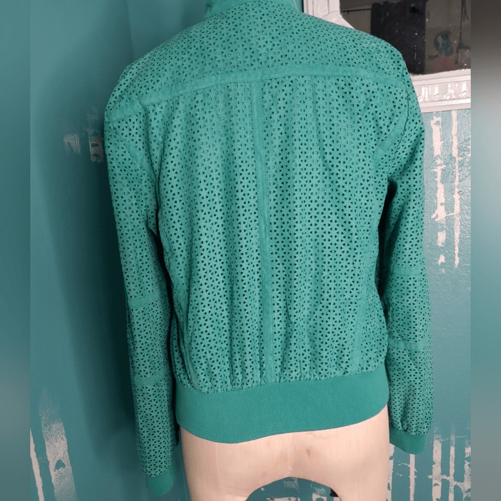 Kenneth Cole NY Cutout Green Bomber Jacket Size M