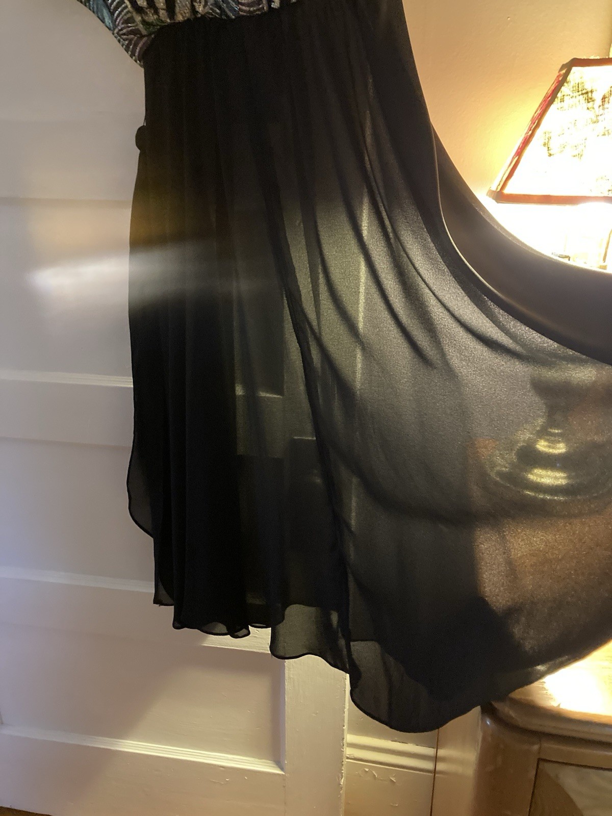 Vintage 80s Disco Glam Black Sheer Rayon Metallic Cocktail Party 11/12