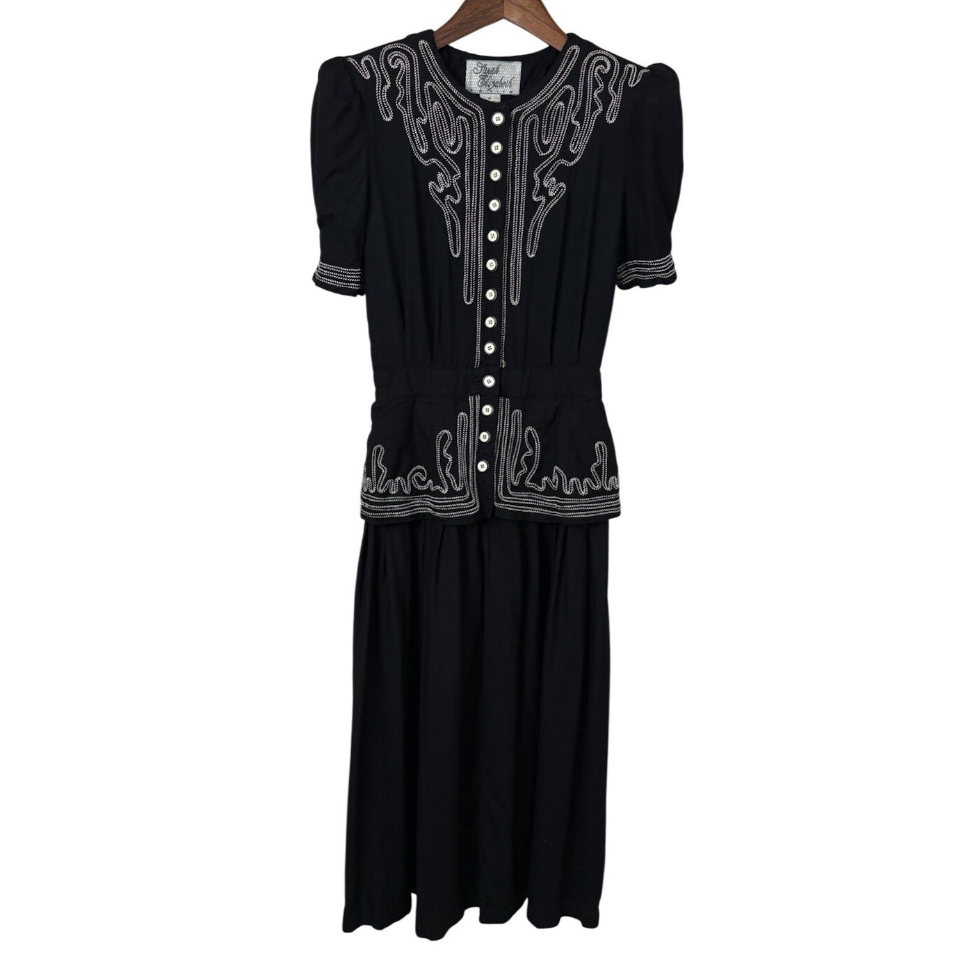VTG Womens 80s Long Dress Western Dolly Parton Country Prairie Rodeo Cord Sz 4