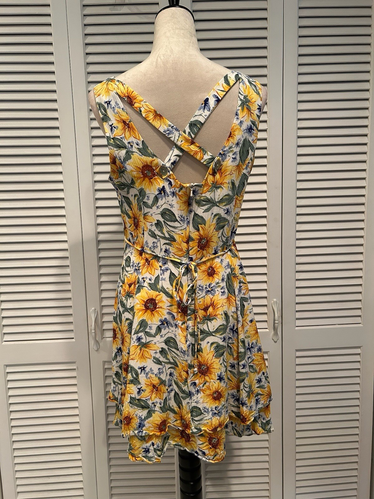 Caren Desiree Company Dress sz 12 Vintage Yellow Sunflower Print Sleeveless