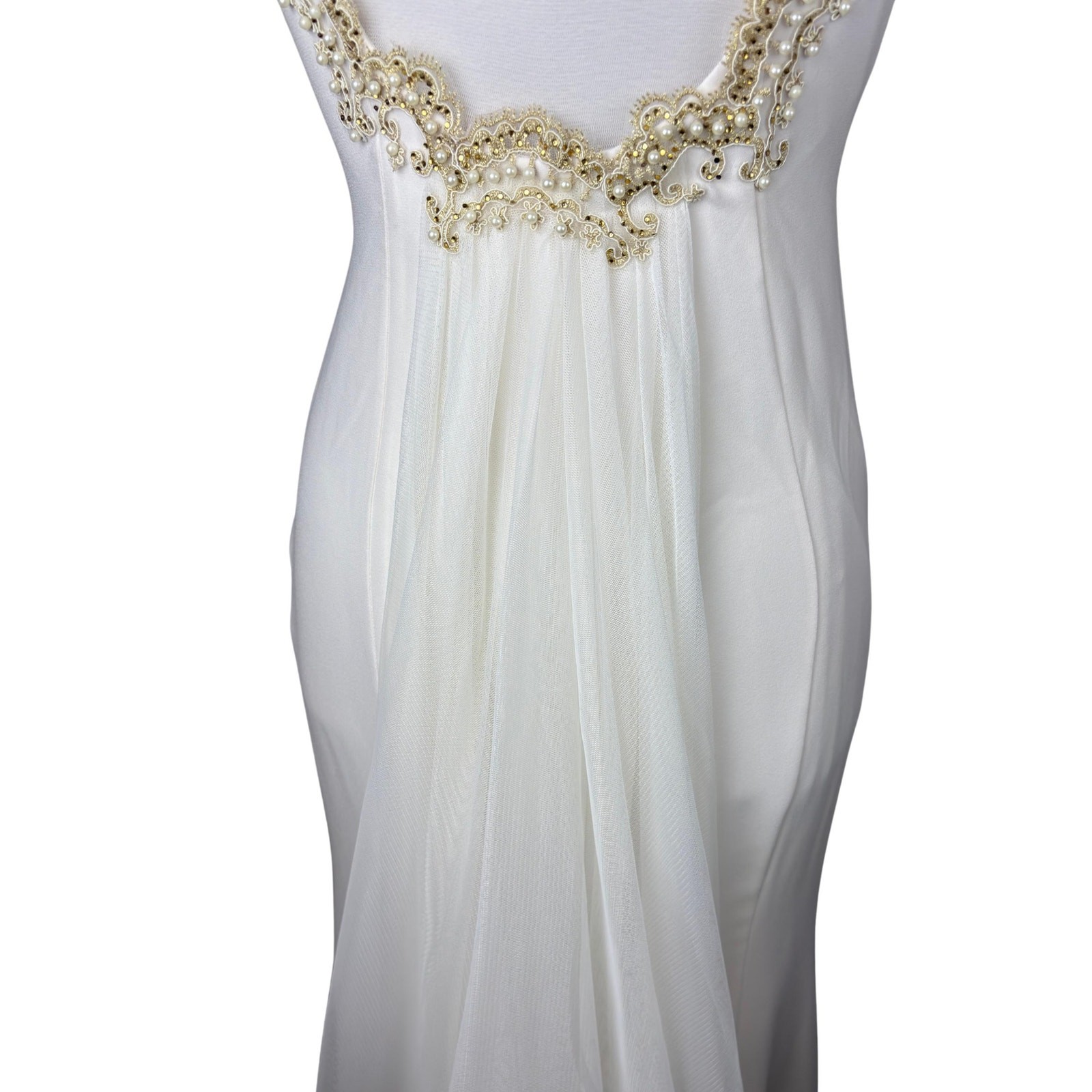 Vintage Pearl Beaded Illusion Back Mermaid Wedding Dress Bride
