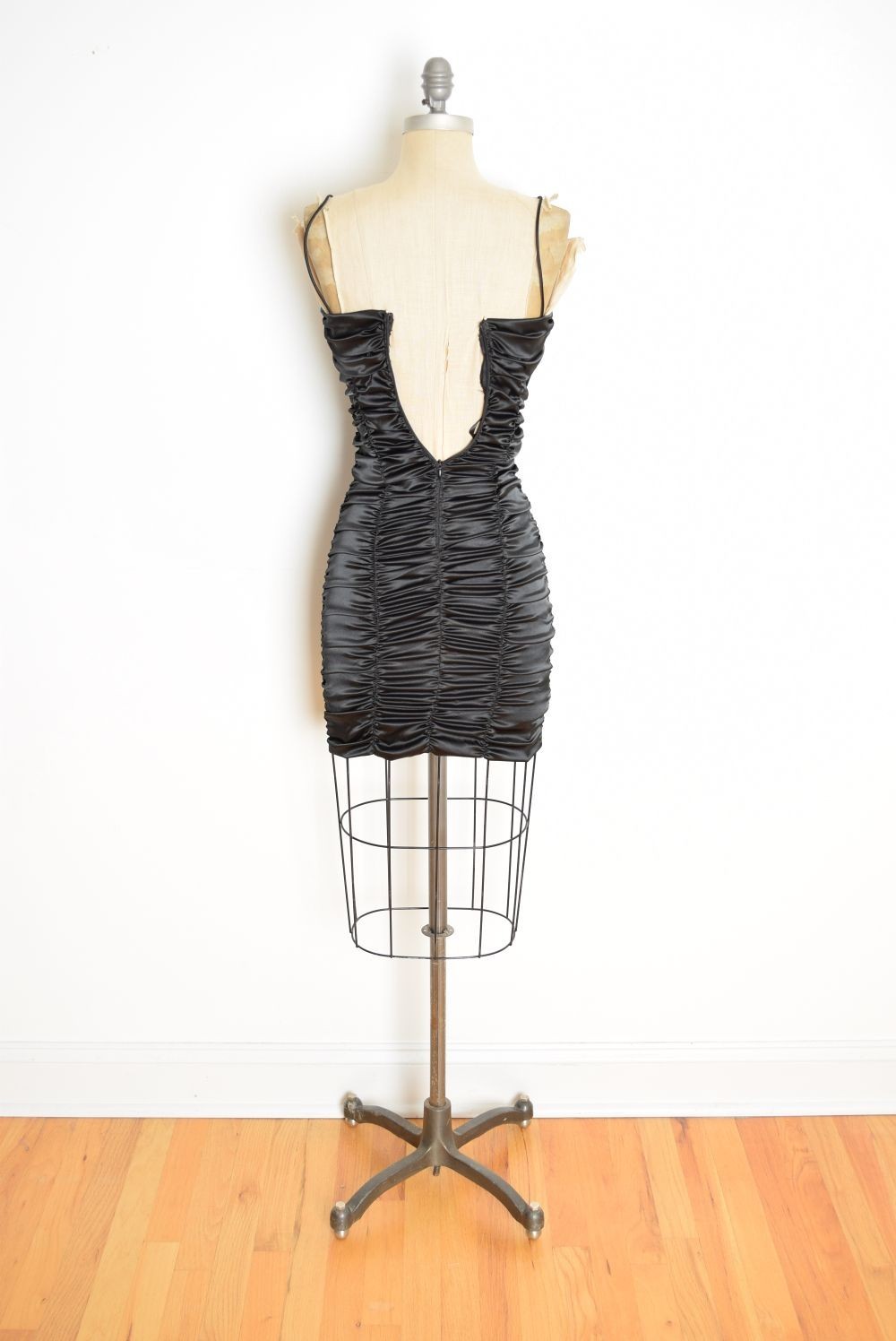vintage Y2K party dress Blondie Nites NOS satin coffin ruched short prom club XS