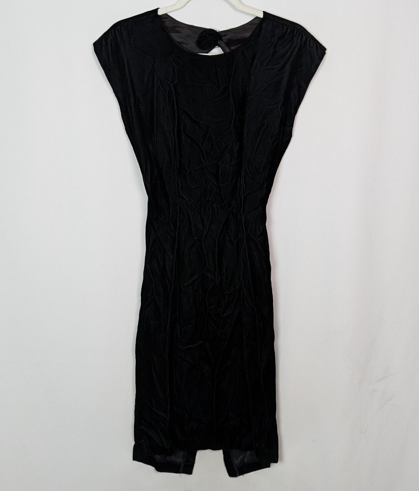 Vtg 90s Jay Jacobs Party Dress sz 5 Open Jeweled Back Knee Length Sheath Velvet
