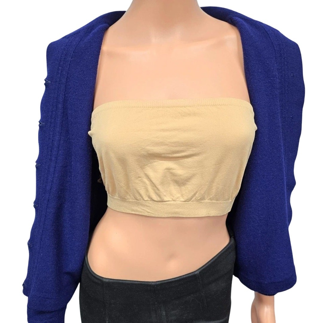 Vintage Bromley Pure New Wool Australian Patons Yarn Cardigan Sweater Blue S