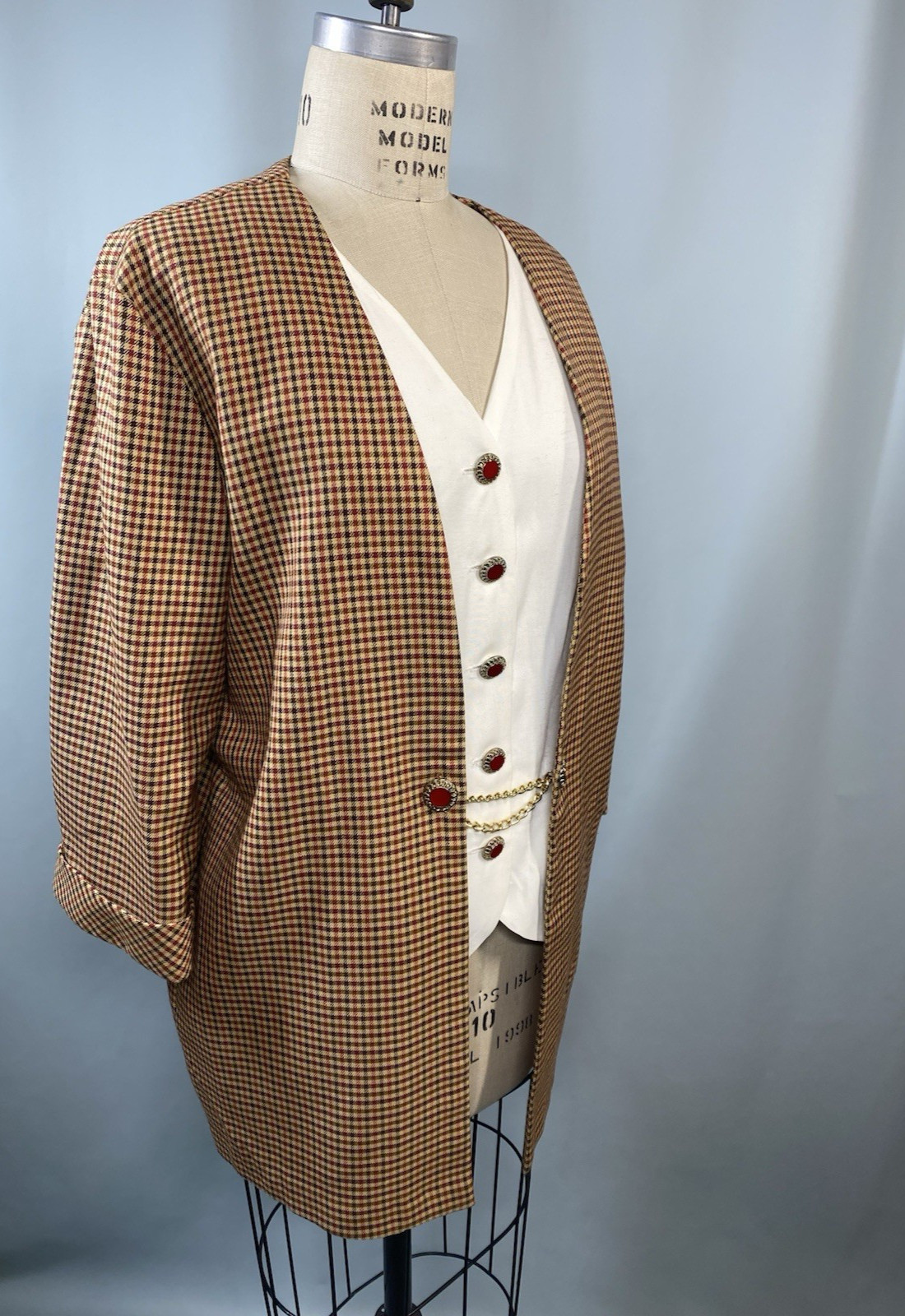 80s 90s Women’s Vintage Jacket Vest SIZE XL EXTRA LARGE 16 DRESS SAVVY brown