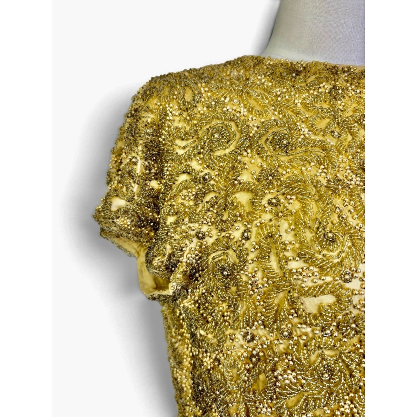 Vintage 60’s Heavy Gold Sequin and Bead Embellished Top with Bead Tassels