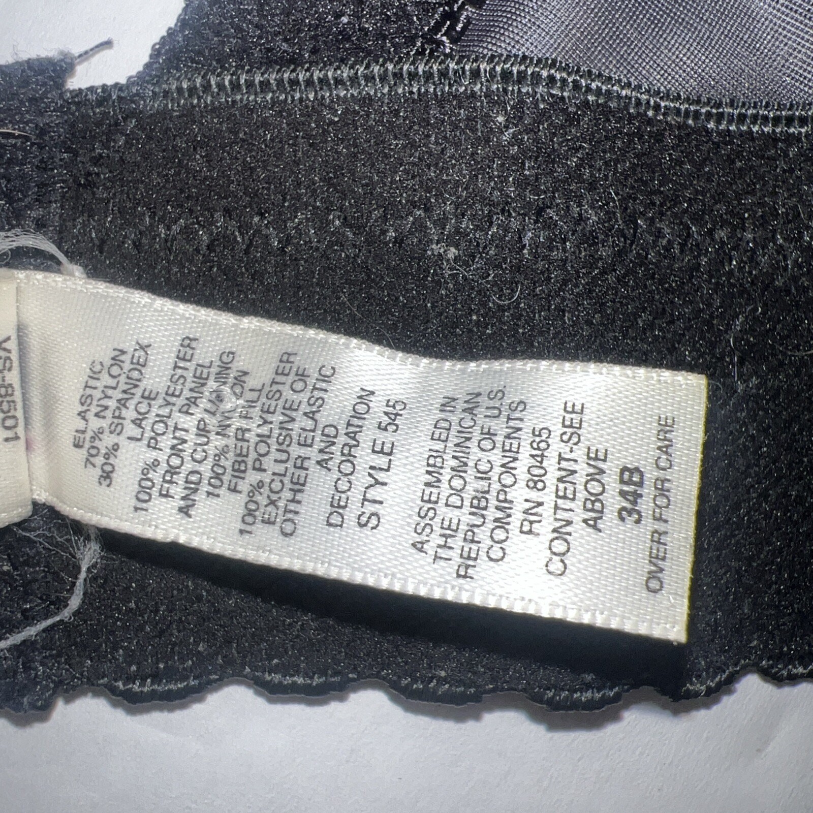 34B Victoria’s Secret Black Corset Bustier Strapless Lace Eye Loop Underwire