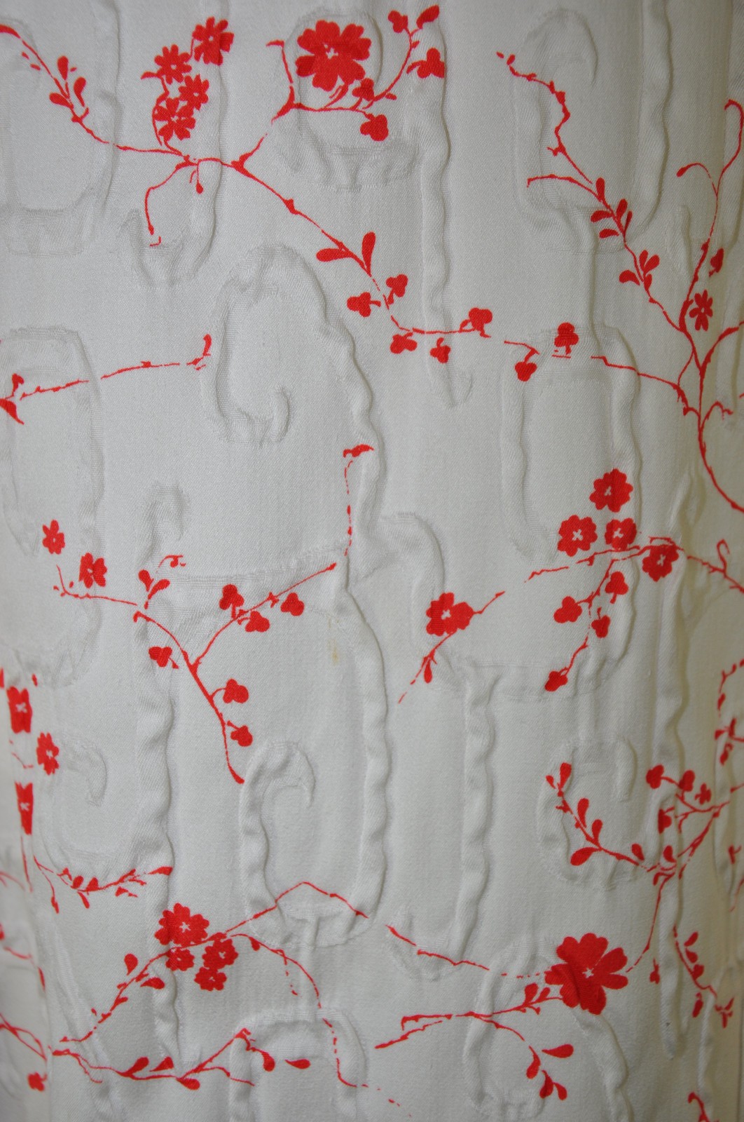 50s Vintage White Red Cherry Blossom Beaded Straps Full Skirt Day Dress Women XS