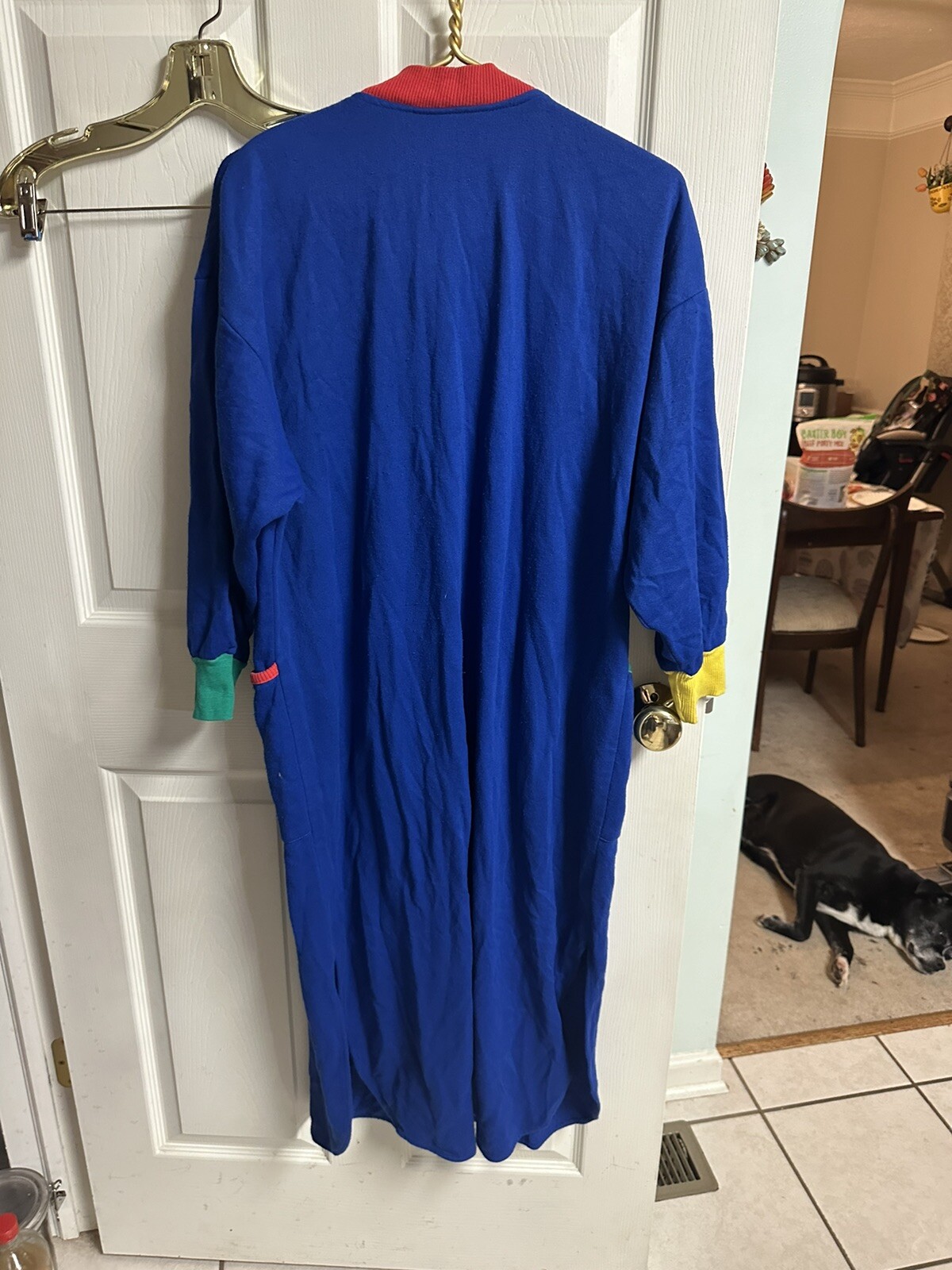 Ariel Peter Keyloun Colorblock Blue Full Zip Up Muumuu Robe House Coat 90s Neon