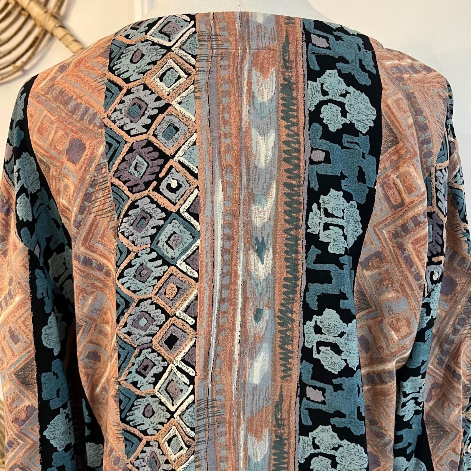 Vintage Rialto California Ethnic Print Longline Blouse Western Boho Large