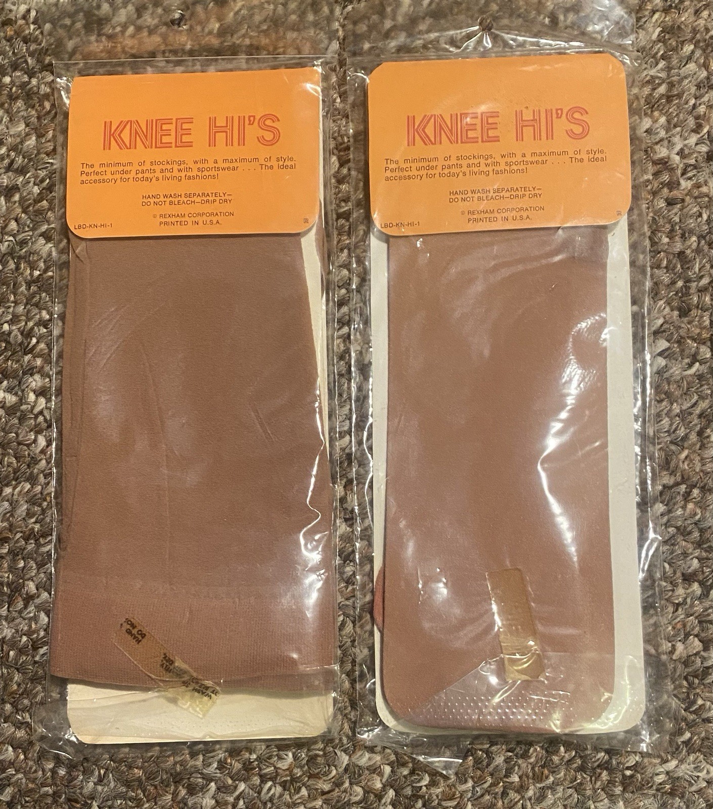 Knee Hi’s nylon stockings vintage 1970s Beige (2) One Size 81/2 – 11