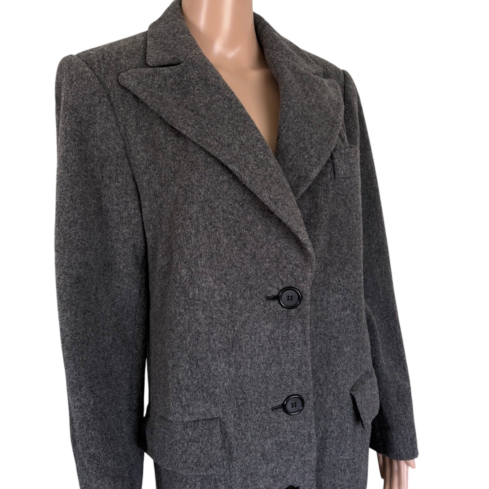 VTG J. Percy Marvin Richards Gray Lambswool Long Car Coat Classic S Quite Luxury