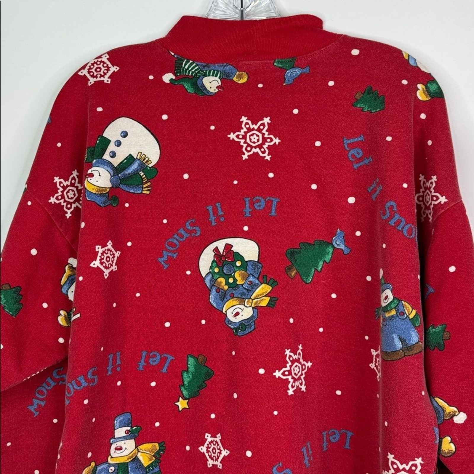Vintage Holiday Time Let It Snow Turtleneck Long Sleeve Shirt Size Large