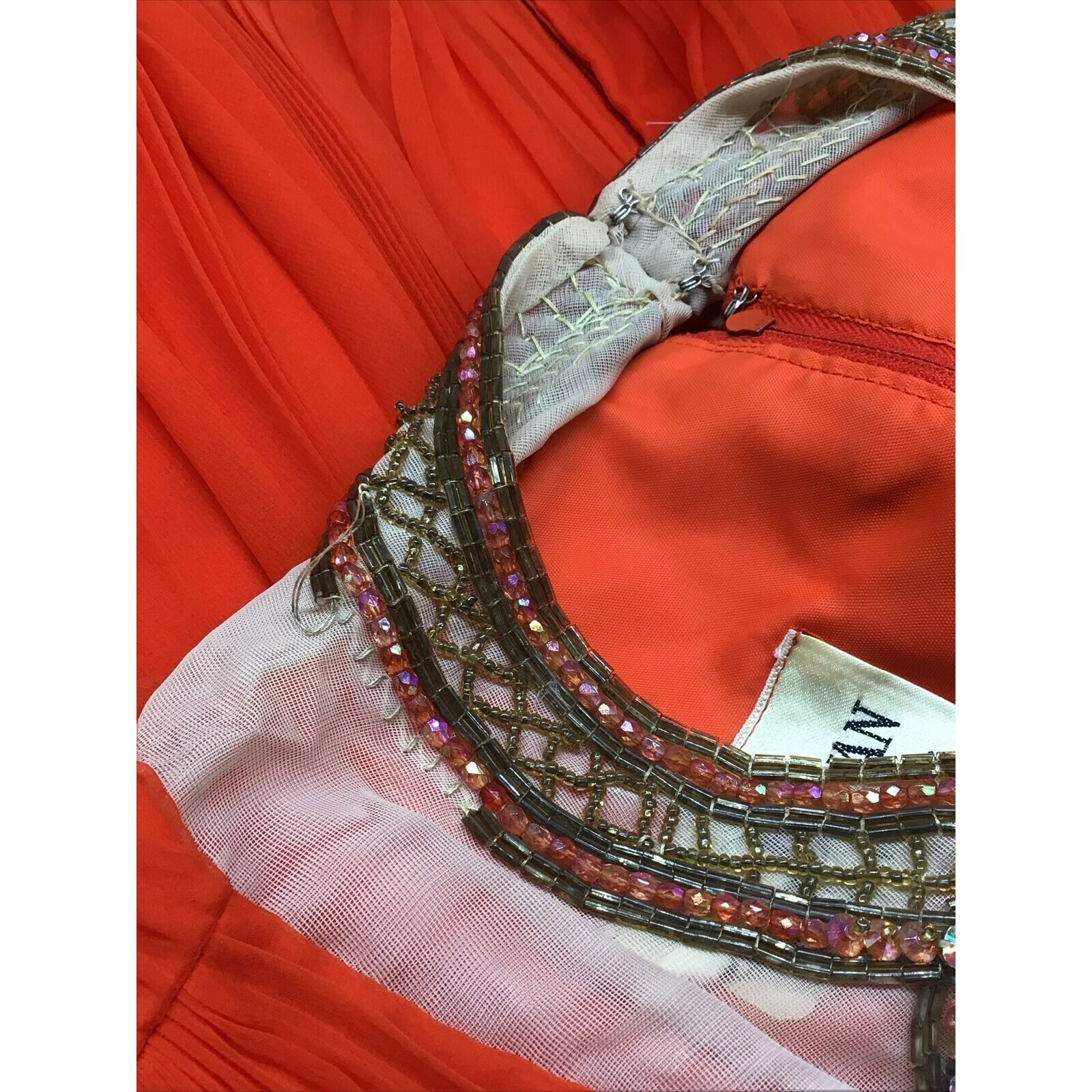 VTG 60s Jack Bryan California Silk Chiffon Orange Cocktail Dress #1004