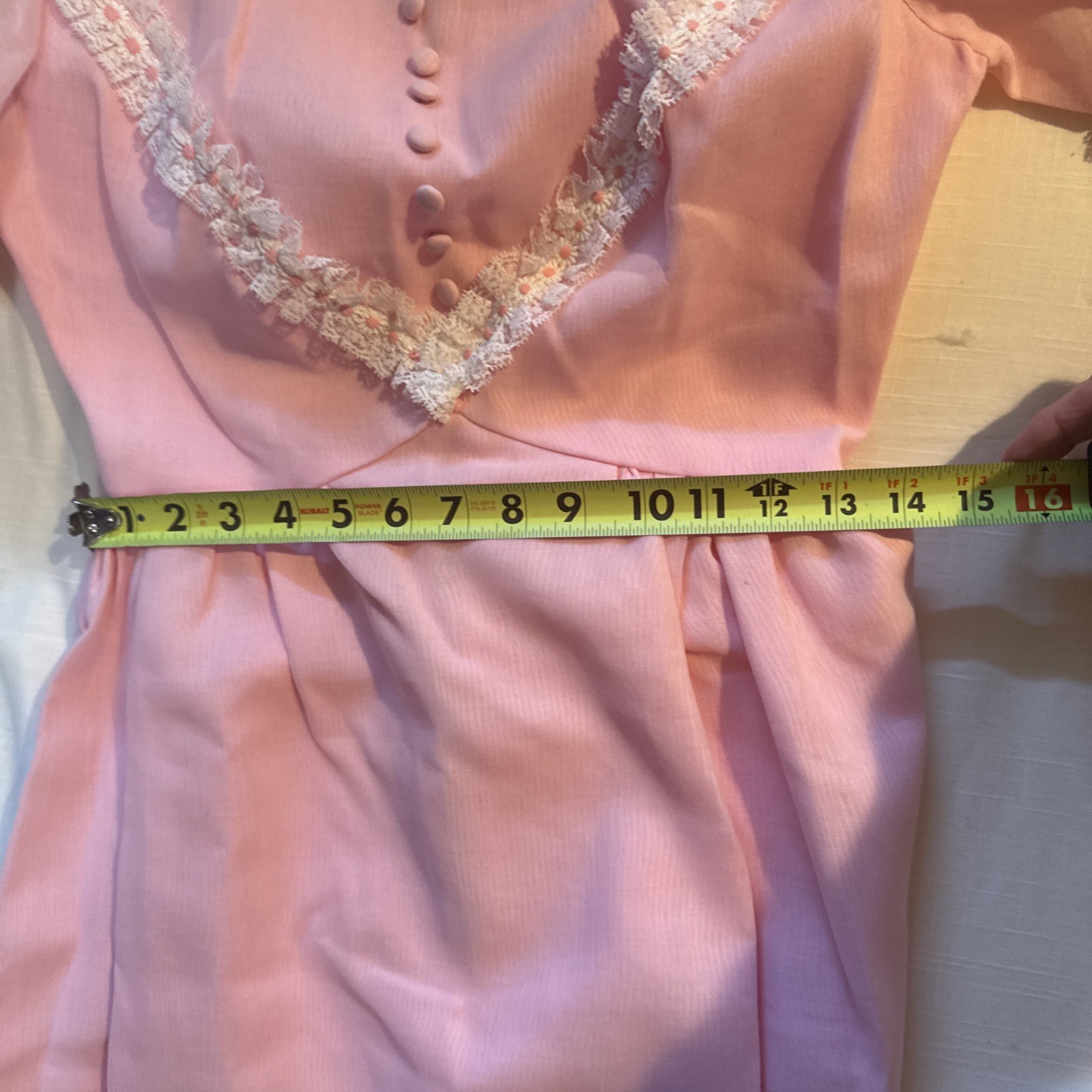 VTG Prairie Dress Maxi Lace ILGWA Bubblegum Pink Formal Prom Wedding 26”W