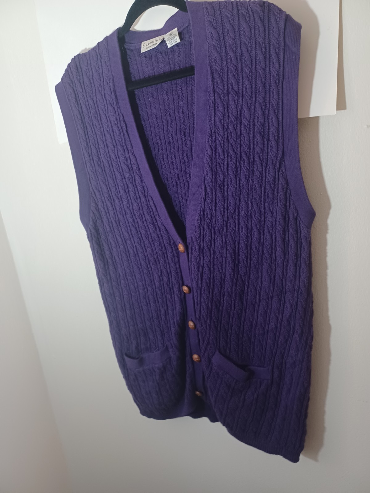 Essentials Elments Women’s 1980s Button-up Purple Sweater Vest Vintage XL