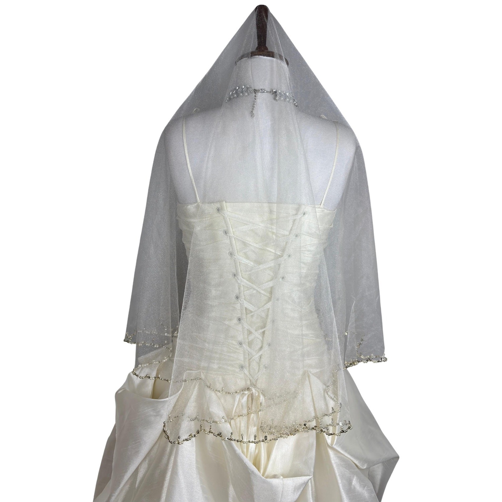Vintage Romantic Wedding Dress With Veil Ivory Corset Bridal Gown Lace Fairycore