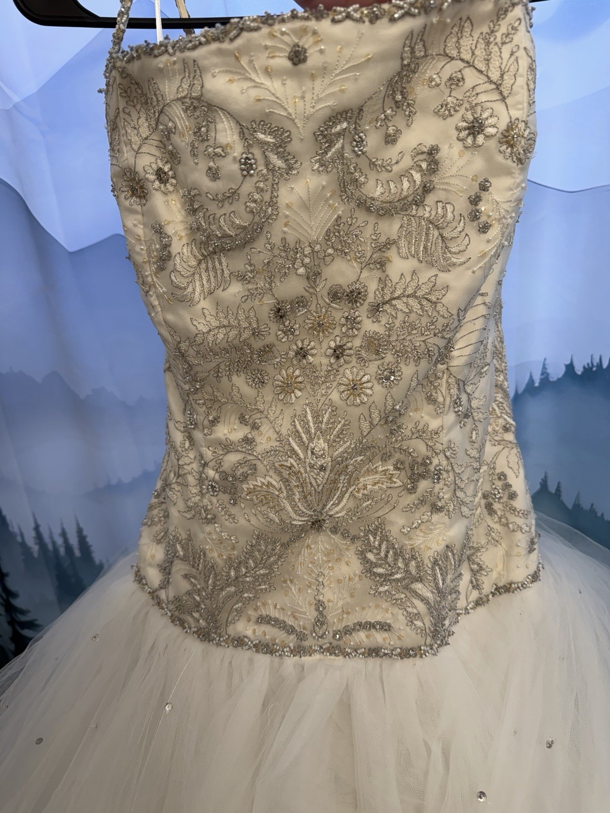 Vintage Lazaro White Wedding Gown with Beaded Bodice (Message With Questions)