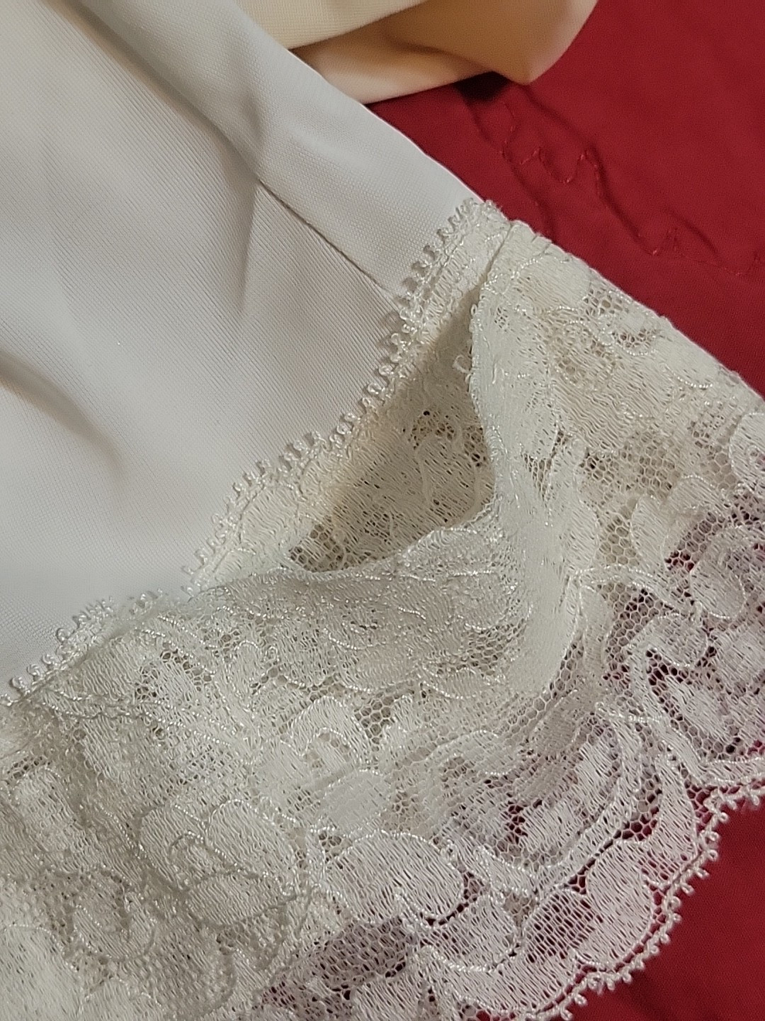 Vtg 50s Vanity Fair Tricot Nylon Full Slip Off White Sz 32 Embroidered Tag Lace